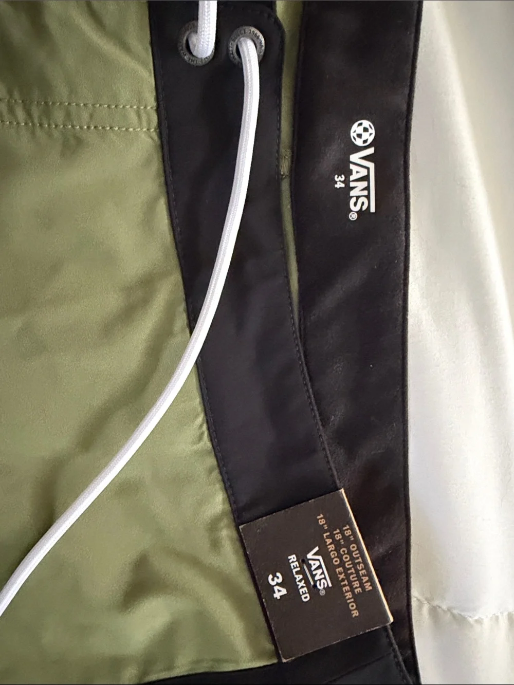Vans Olive Green Swim Trunks with Black Trim